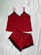 Satin Solid Nightsuit Set for Women 