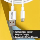 TecSox 6a Type C Charging Cable 1 Mtr Length, white
