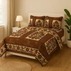Homewatica Woollen Winter Double Bedsheet 90x90inc Dark Brown Floral