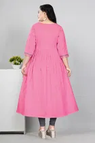 Zari Embroidered Cotton Blend Anarkali Kurti for Women 