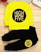 Hosiery Cotton Full Sleeves T-Shirt with Pant Clothing Set for Kids 