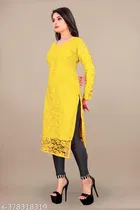Net Kurti for Women,  Yellow  