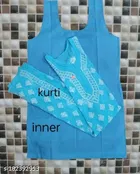 Georgette Chikankari Kurti for Women (Sky Blue, M)