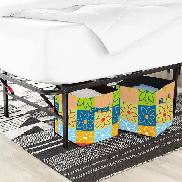 PVC Printed Multipurpose Storage Box (Multicolor, Pack of 2)