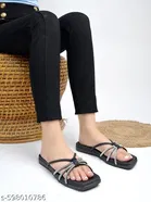 Shoetopia Embellished Flat Sandals - Black 
