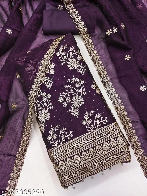 Georgette Punjabi/All Over Suits for Women (Purple, 6.45 meter (XL)