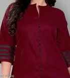 Solid Cotton Kurti with Show Button for Women 