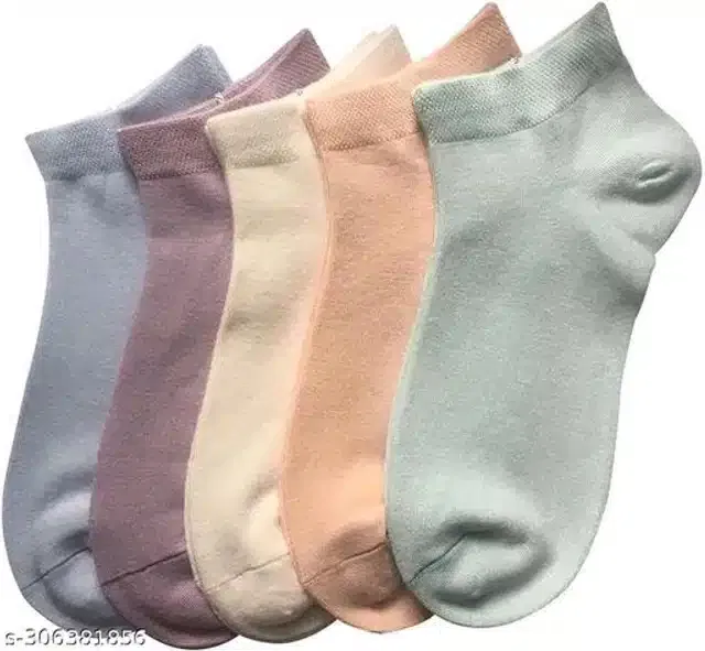 Cotton Socks for Women (Multicolor, Set of 5)