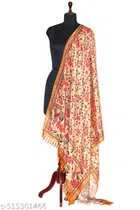 Cotton Printed Dupatta for Women & Girls, Orange 