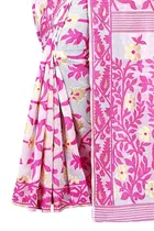 कनूड़ा प्रिंट्स फैंसी विमेंस कॉटन जमदानी वर्क जैकार्ड फैंसी प्रिंटेड साड़ी 