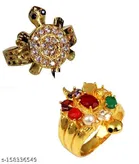Meru Ring with Navratan Meru Ring Combo for Men, Pack of 2 