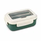2-in-1 Compartment Plastic Lunch Box with Fork & Spoon