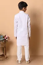 Cotton Embellished Kurta with Payjama for Boys, White 