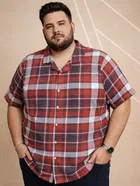 Cotton Blend Printed Shirt for Men, Maroon 