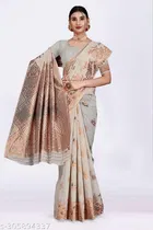 Linen Zari Woven Saree for Women 