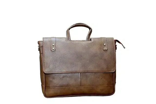 Men's 2 Compartment Adjustable Belt & Expandable Sides Laptop Bag (Tan)