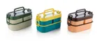 2-Tier Lunch Box Set with Handle & Cutlery BPA-Free - Assorted