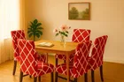 Homwatica Maroon Circle Printed Elastic Chair Cover 50X65Cm Pack Of 4