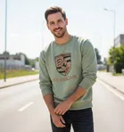 Fleece Printed Hoodie For Men, Light green 