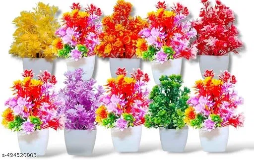 Plastic Artificial Flowers, Multioclor, Pack of 10