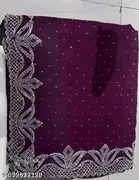 Georgette Solid Saree For Women, Purple