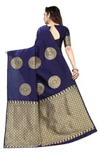 Litchi Silk Zari Woven Saree for Women, Navy Blue 