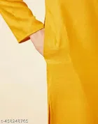 Cotton Solid Kurta for Men, Yellow 