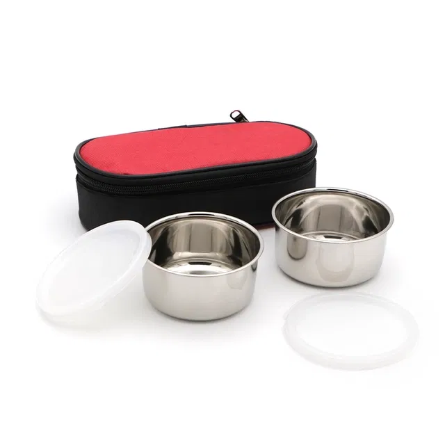 Steel 2 Containers Lunch Box with Bag