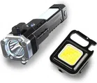 Rechargeable Torch with Mini Flashlight (Black, Free Size)