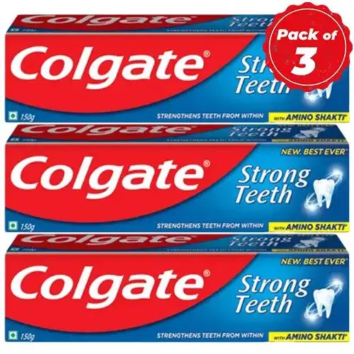 Colgate Strong Teeth Dental Cream Toothpaste 3X150 g (Pack Of 3)
