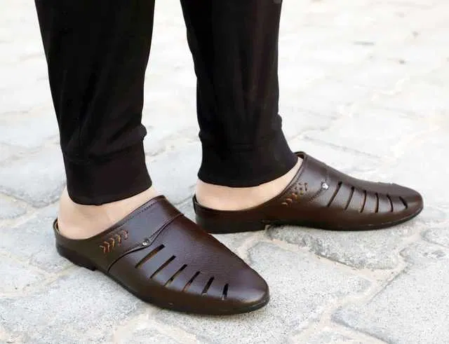 Moccasin Mules for Men (Brown, 7) (KE-12)