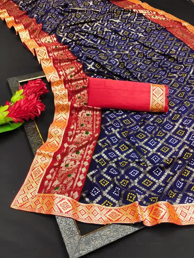 Georgette Printed Saree for Women (Blue, 6.3 m)