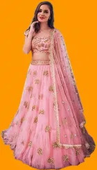Net Embroidred Semi Stiched Lehenga Choli for Women 