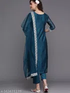Viscose Rayon Embroidered Kurta with Pant & Dupatta for Women 