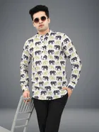 Cotton Blend Printed Kurta for Men 