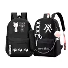Combo of Double Cat & Monster Printed PU Backpacks for Girls (Multicolor, Pack of 2)