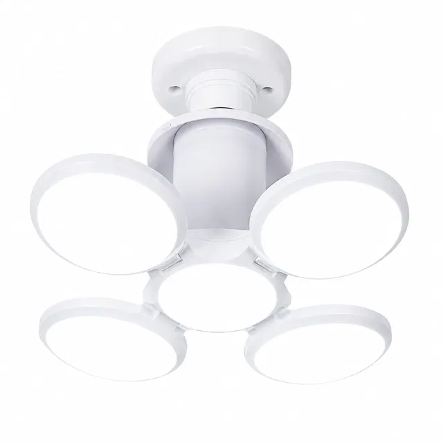 Foldable Light, Five-Leaf Fan Blade LED Light Bulb 25 W (White)