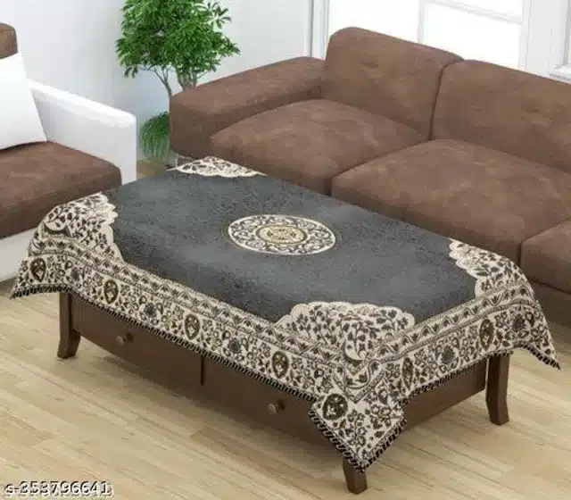 Polyester Center Table Cover (Grey, 50x60 inches)