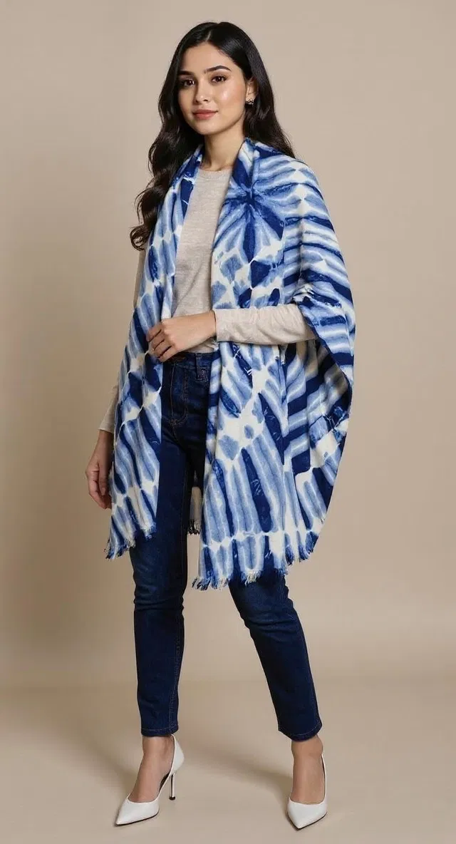 Women Viscose Rayon TIE DYED scarf (Indigo)