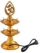 PVC Diwali Decoration Light 2 Layer Electric Diya (Gold)