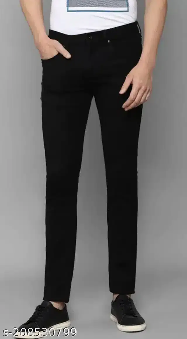Cotton Jeans for Men (Black, 32)
