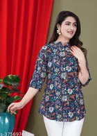 Rayon Three Quarter Sleeves Top for Women 