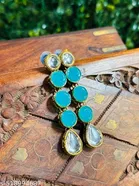 Alloy Kundan Earring for Women & Girls, Blue