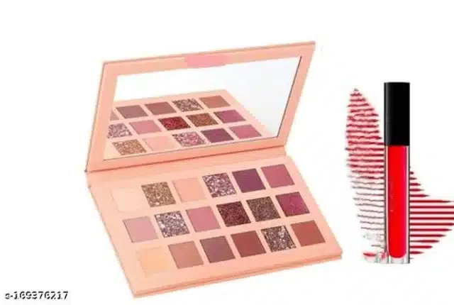 Premium Eyeshadow Palette with Lipstick (Multicolor, Set of 2)