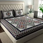 Jaipuri Cotton Double Bedsheet with 2 Pillow Covers | 80x90 Inch | geometric White | Traditional Rajasthani Print