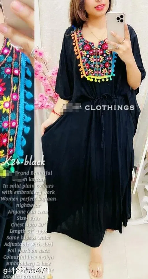 Gown for Women (Black, 4XL)