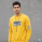 Fleece Printed Sweatshirt for Men, Yellow 