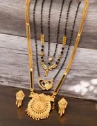 Combo of 4 Pcs Mangalsutras with Earrings Set for Women 