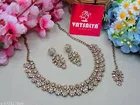 Dazzling Blend of golden Crystals and premium colour Kundan Partywear Necklace Set for Women 