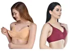 Cotton Blend Solid Non Padded Feeding Bras for Women 